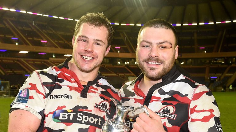 Allan Dell (left) and Rory Sutherland celebrate with the 1872 Cup